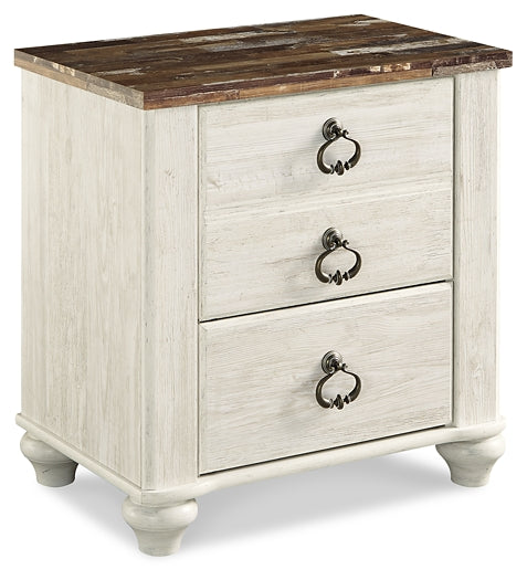 Willowton Queen Panel Bed with Mirrored Dresser and Nightstand