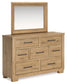 Galliden Queen Panel Bed with Mirrored Dresser and Nightstand