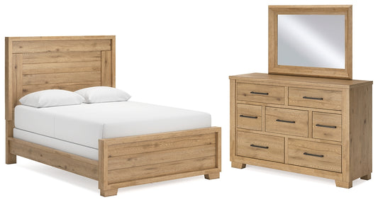 Galliden Queen Panel Bed with Mirrored Dresser