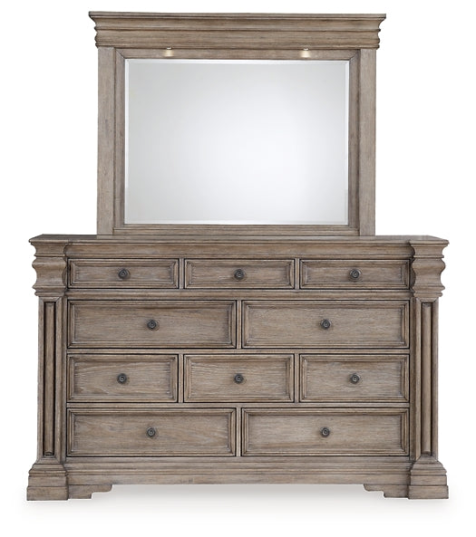 Blairhurst King Panel Bed with Mirrored Dresser and Nightstand