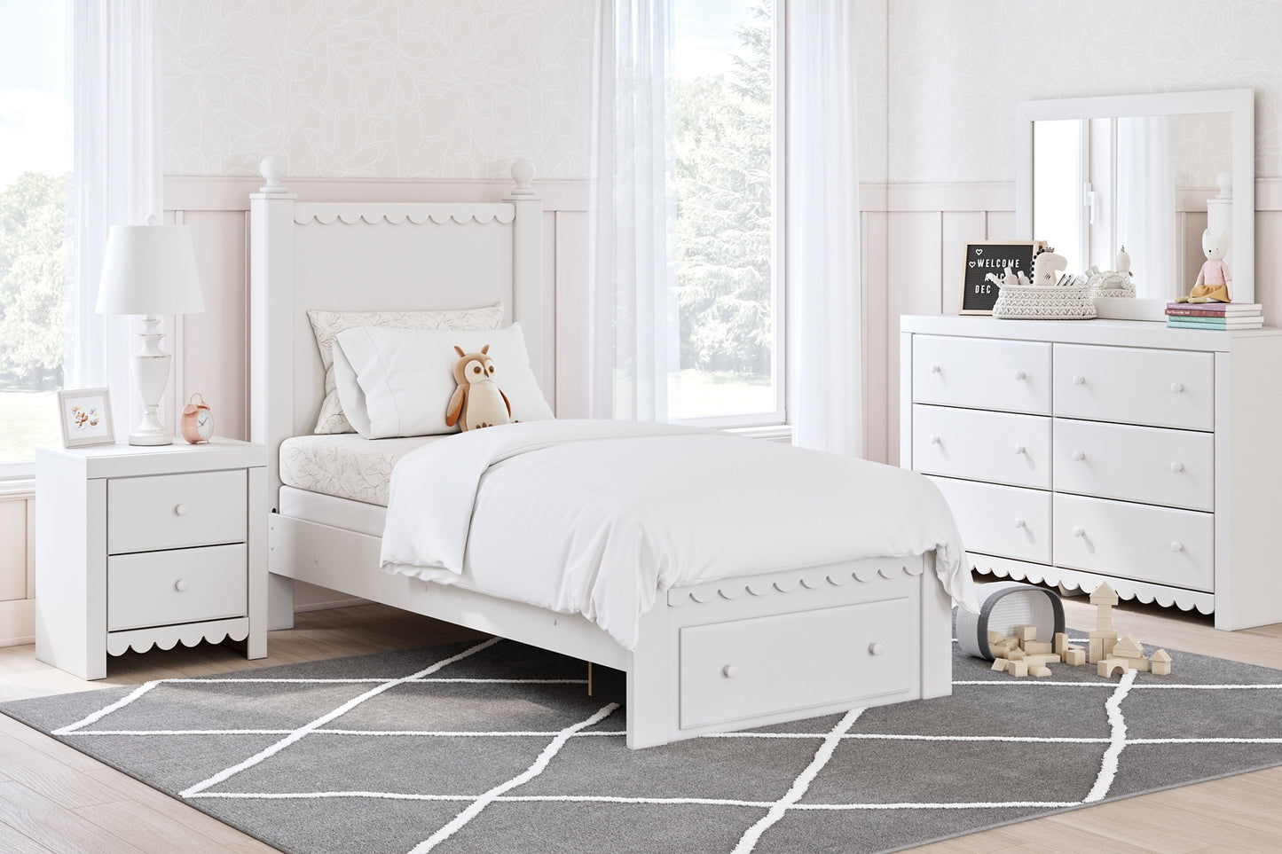 Mollviney Twin Panel Storage Bed with Dresser and Nightstand