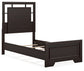 Covetown Twin Panel Bed with Mirrored Dresser, Chest and Nightstand