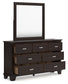 Covetown Full Panel Bed with Mirrored Dresser and Chest