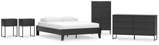 Socalle Queen Platform Bed with Dresser, Chest and 2 Nightstands