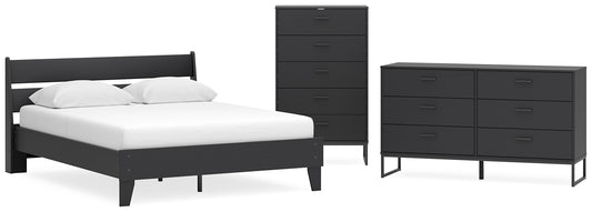 Socalle Queen Panel Platform Bed with Dresser and Chest