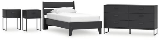 Socalle Twin Panel Platform Bed with Dresser and 2 Nightstands