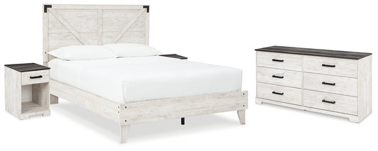 Shawburn Queen Platform Bed with Dresser and 2 Nightstands
