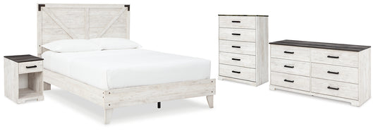 Shawburn Queen Platform Bed with Dresser, Chest and Nightstand