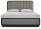Rowanbeck King Upholstered Panel Bed with Mirrored Dresser
