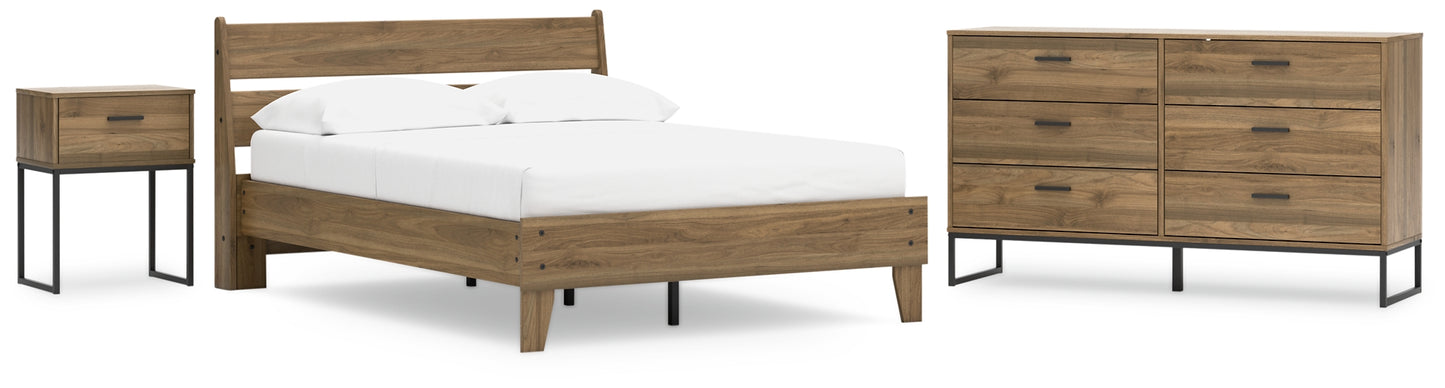 Deanlow Full Platform Panel Bed with Dresser and Nightstand