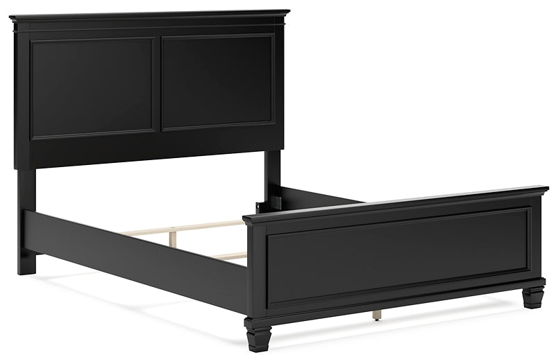 Lanolee Queen Panel Bed with Mirrored Dresser, Chest and Nightstand