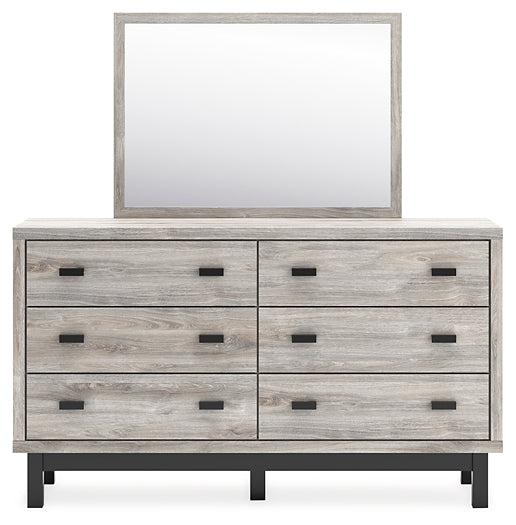 Vessalli King Panel Headboard with Mirrored Dresser and Nightstand