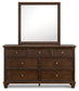 Danabrin Queen Panel Bed with Mirrored Dresser, Chest and Nightstand