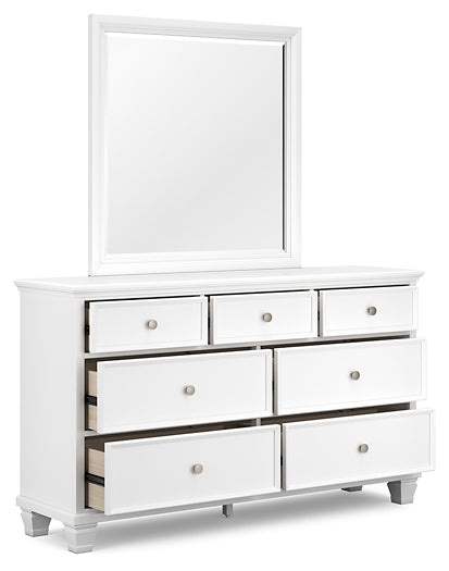 Fortman California King Panel Bed with Mirrored Dresser and Nightstand